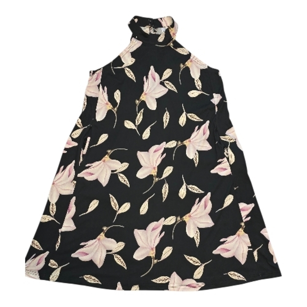 Floral Black Midi Dress With Pockets